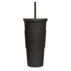 Pohár na pití s brčkem, 625 ml, Kactus, černý