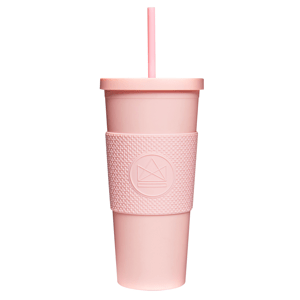 Pohár na pití s brčkem, 625 ml, Kactus, růžový