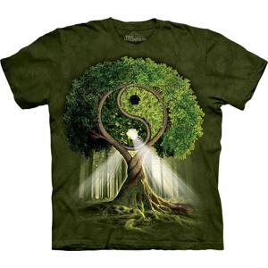 Pánské batikované triko The Mountain - Yin Yang Tree - zelené Velikost: M