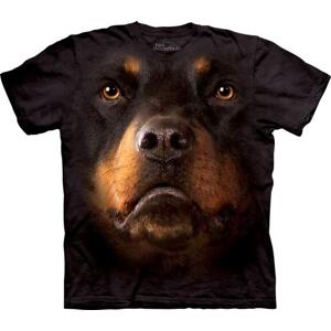 Pánské batikované triko The Mountain - Rottweiler Face - černé Velikost: XL