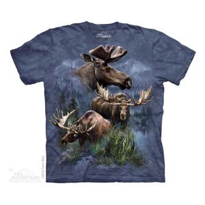 Pánské batikované triko The Mountain - Moose Collage - šedé Velikost: 5XL