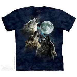 Pánské batikované triko The Mountain - Three Wolf Moon In Blue - modré Velikost: M