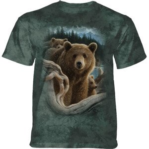 Pánské batikované triko The Mountain Backpacking Bear - zelená Velikost: L