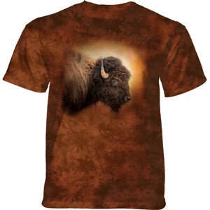 Pánské batikované triko The Mountain  Bison Sunset - hnědá Velikost: XXXL