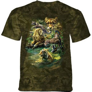 Pánské batikované triko The Mountain Big Cats Paradise- zelená Velikost: L