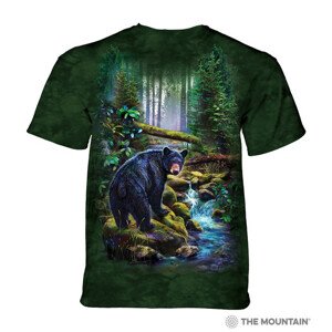 Pánske batikované tričko The Mountain - Black Bear Forest - zelená Velikost: L