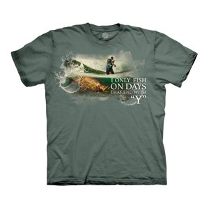 Pánské batikované triko The Mountain - Rybařím každý den - zelené Velikost: 5XL