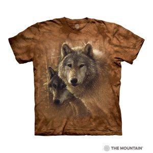 Pánské batikované triko The Mountain - Vlci v lese Velikost: XXXL