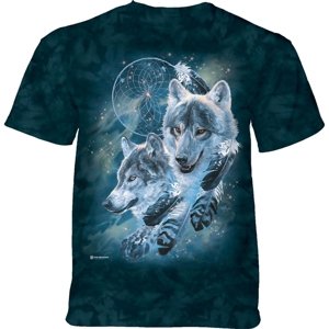 Pánské batikované triko The Mountain - Dreamcatcher Wolf - zelené Velikost: XXL