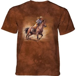 The Mountain Dětské batikované tričko - Dívka na koni - hnedé Velikost: M