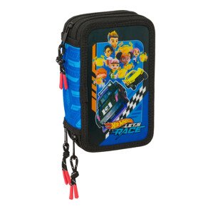 Tříkomorový penál s příslušenstvím Safta Hot Wheels "Let's Race"