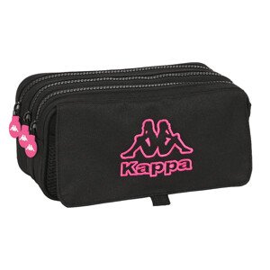 Kappa tříkomorový školní penál "BLACK AND PINK" -  černo růžový