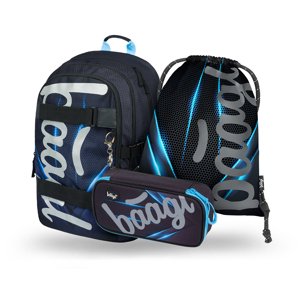 Školní 3 set - batoh, penál, sáček BAAGL Skate Bluelight - 25 L