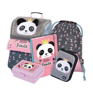 Školní set 5 kusů - aktovka, penál, sáček, desky, box BAAGL Zippy Panda - 18 L