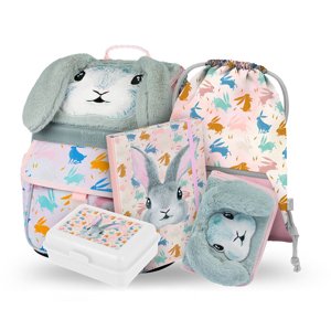 Školní set 5 kusů - aktovka, penál, sáček, desky, box BAAGL Zippy Bunny - 18 L