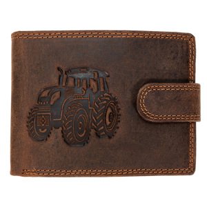 WILD Kožená peněženka s přeskou Traktor - hnědá