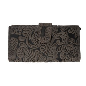Kožená dámská velká peněženka WILD By Loranzo - šedá - ornament