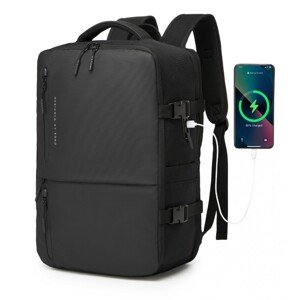 Kabinový batoh s USB a Type-C portem 25 L - KONO - černý