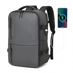 Kabinový batoh s USB a Type-C portem 25 L - KONO - šedý