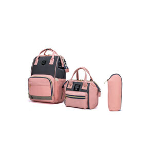 Multifunkční set batoh a taška na kočárek Lequeen - šedo-růžová