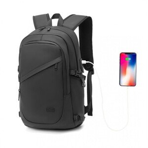 Kono voděodolný batoh s PVC potahem a  USB portem 18L - černý
