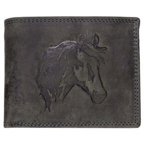 Luxusní kožená peněženka s hlavou koně - černá
