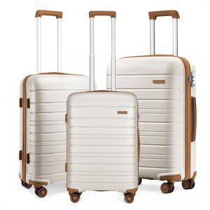 Sada 3 cestovních kufrů Kono Elegant - béžovo-hnědá - PP - 50 L / 77 L / 110 L