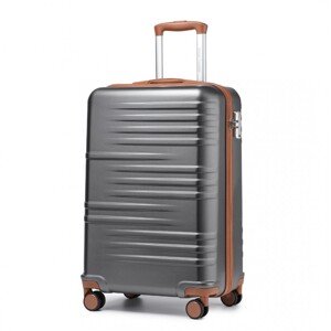 British Traveller odolný kufr ABS a PC -šedo hnědá-39L