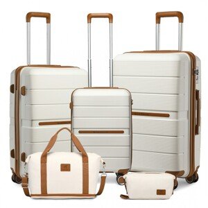 British Traveller sada 5 kusů cestovních kufrů a zavazadel - béžovo-hnědá - 36/60/92L