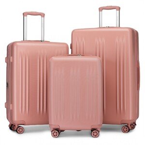 Kono elegantní 3dílná sada ABS + PC kufrů s pruhy - nude - 36/61/92L