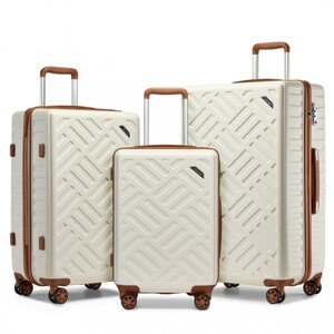 Sada kufrů Supercase 3 ks – geometrický vzor ABS+PC - 31/56/85 L - béžová