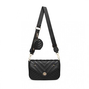 (VADA) Miss Lulu dámská crossbody kabelka s V - vzorem a kapsičkou - černá - 27 cm - ODŘENÝ CVOČEK