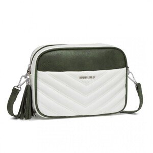 Dámská crossbody kabelka Miss Lulu V-STICH - bílo/zelená