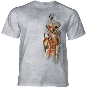 Pánské batikované triko The Mountain - LOOK OF WAR - indiánské- světle šedé Velikost: XXXL