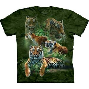 Pánské batikované triko The Mountain - Jungle Tigers - zelené Velikost: L