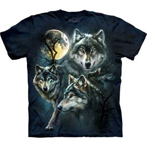 Pánské batikované triko The Mountain - Vlčí měsíc - modré Velikost: XXXL