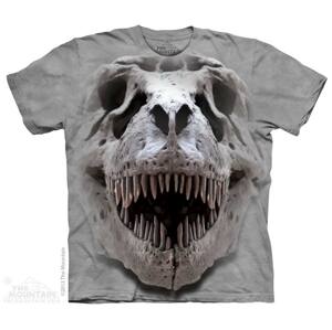Pánské batikované triko The Mountain - T-Rex Big Skull - šedé Velikost: M