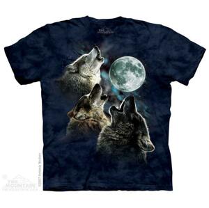 Pánské batikované triko The Mountain - Three Wolf Moon In Blue - modré Velikost: S