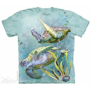 Pánské batikované triko The Mountain - Sea Turtle Swim - mint Velikost: M