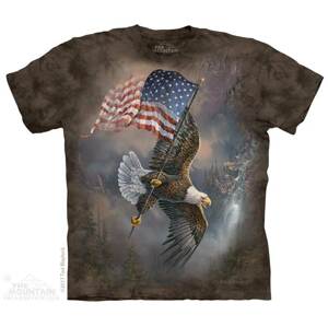 Pánské batikované triko The Mountain Flag-Bearing Eagle- hnědé Velikost: XXL