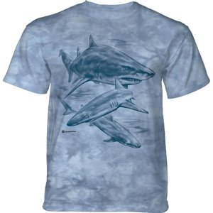Pánské batikované triko The Mountain - MONOTONE SHARKS - modrá Velikost: L