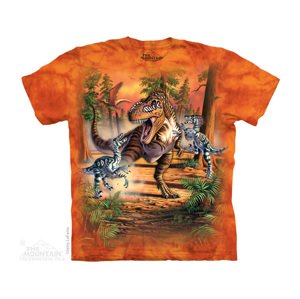 The Mountain Dětské batikované tričko - Dinosauří Bitva - oranžová Velikost: XL