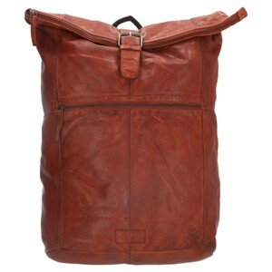 Hide & stitches Batoh z pravé kůže Old West Paint Rock na notebook 15,6" (38 cm) - koňakový - 21L