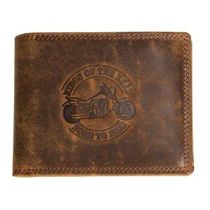 HL Luxusní kožená peněženka s motorkou - hnědá