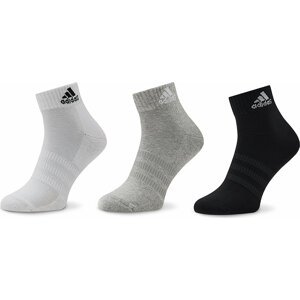 Sada 3 párů nízkých ponožek unisex adidas Cushioned Sportswear IC1281 Medium Grey Heather/White/Black
