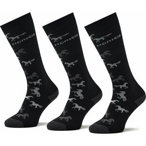 Sada 3 párů vysokých ponožek unisex Horka Riding Socks 145450-0000-0203 H Black/Grey