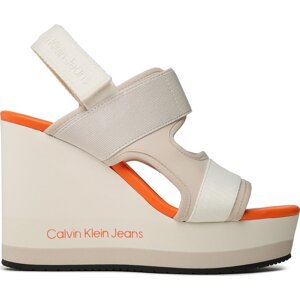 Sandály Calvin Klein Jeans Wedge Sandal Webbing YW0YW01073 Eggshell/Shocking Orange ACF
