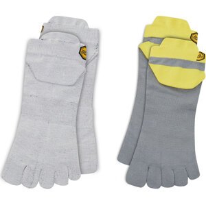 Sada 2 párů nízkých ponožek unisex Vibram Fivefingers Athletic No Show S21N24P Light Grey/Yellow Grey