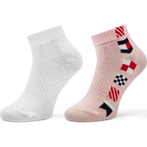 Sada 2 párů dětských vysokých ponožek Tommy Hilfiger 701229874 Růžová