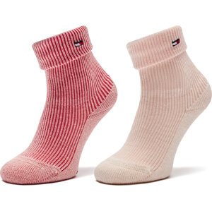 Sada 2 párů dětských vysokých ponožek Tommy Hilfiger 701229882 Růžová